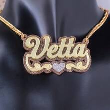 Dây chuyền khắc tên theo yêu cầu - Dây chuyền khắc tên lấp lánh - Dây chuyền khắc tên bằng acrylic - Mặt dây chuyền khắc tên cá nhân với ren hình trái tim lấp lánh - Dây chuyền khắc tên - Quà tặng tùy chỉnh màu vàng, phong cách, thời trang mùa thu, cổ điển, unisex, đơn giản, thường ngày, hipster, gothic, punk. Quà tặng lý tưởng độc đáo dành cho người yêu, bạn trai, bạn gái, bố, mẹ, trang sức cho phụ nữ. - vàng - Xem 24