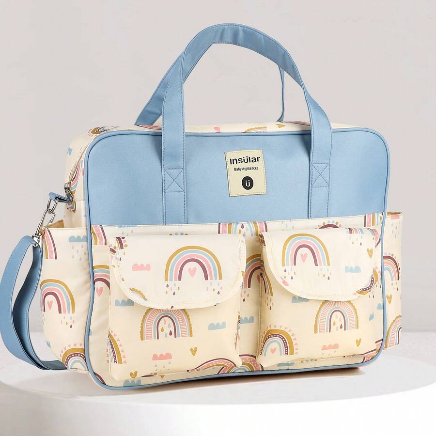 1pc Large Capacity Diaper Bag, Multi-Functional Shoulder Crossbody Tote For Moms, Waterproof Maternity Travel Bag, Hospital Labor And Delivery Bag - Multicolor - View 1