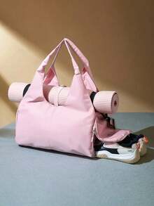 1pc Unisex Fitness/Travel Duffel Bag With Shoe Compartment, Suitable For Swimming, Basketball And Other Sports, Large Capacity Yoga/Gym Bag For Women, Durable Polyester Material, Zipper Closure, Hand Wash Recommended, Sports Accessories