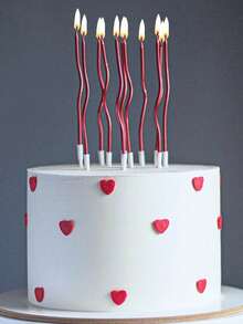 6/12/24pcs Curved Red Candle Cake Decoration Candle,(6 Pieces Per Box) Christmas Cake Decoration Candle, Halloween Witch Red Candle - Multicolor - View 2