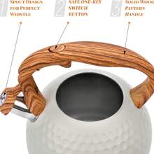 Tetera de Té de Acero Inoxidable Grande con Silbato - Capacidad de 3L/101.44oz, Base de Calentamiento Rápido, Construcción Duradera, Versátil para Todas las Fuentes de Calor - Beis - Ver 7