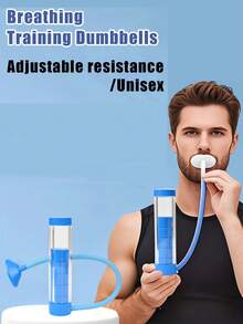 1个可调节呼吸训练器（面部和腹部肌肉训练）- 粉色/蓝色 | 核心肌群、腹部和盆底肌锻炼器材 | 便携式家用健身工具，呼吸哑铃 - A - 查看 4