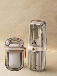 双人旅行洗漱套装，专为情侣设计。内含漱口杯、香皂盒、牙刷架和牙膏盒。可折叠设计节省空间，打开时可用作双杯，合上时可变为储物盒。防水材质防漏防潮，避免洗漱用品潮湿发霉。 - 彩色 - 查看 13