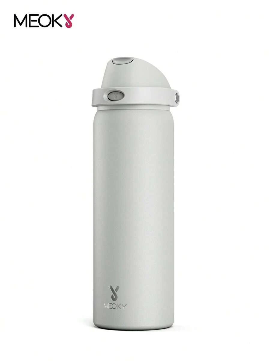 Meoky 32oz Vacuum Insulated Water Bottle with 2-in-1 Straw and Spout Lid, Insulated Cup, Keep Cold 24H, Leak-Proof, Fits in Car Cup Holder, Stainless Steel Tumbler for Sports, Travel, and School - 白色 - 查看 1