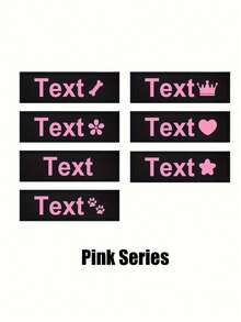 [定制] 多色宠物胸背带皮革标签贴片。可定制您的姓名及其他信息。户外狗狗胸背带配件。多种字体颜色可选。图案包括：爪子、皇冠、心形、骨头、领结、花朵和图标。 - 彩色 - 查看 14