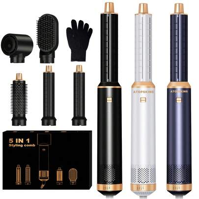 ATOPSKINS 五合一热风造型器/吹风机/直发器 - 可拆卸离子梳 | 蓬松造型，卷发棒/直发器 | 节日促销美发造型礼品