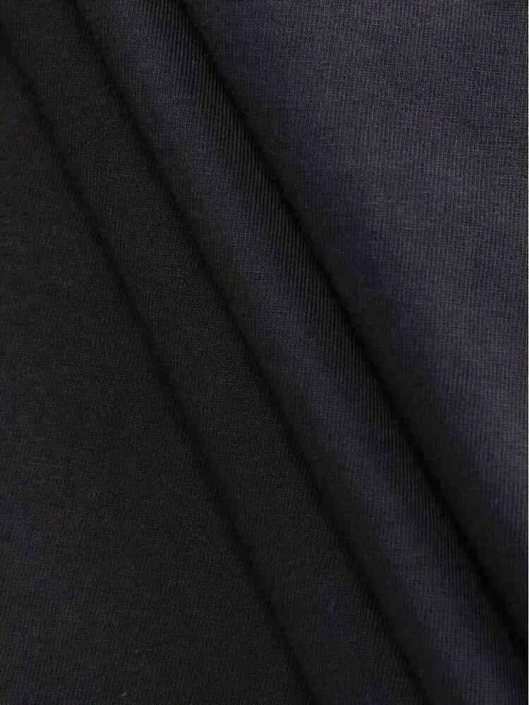 Black Cartoon Character "CULTURE" Text - Printed T - Shirt (For Women, Matched With Light - Colored Jeans) - 黑色 - 查看 3