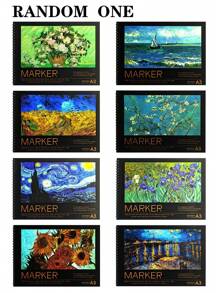 دفتر رسم مخصص للأقلام ، 8 أنماط مرسلة عشوائيًا ، 40 صفحة سميكة / كتاب 120 جرام / م² ، ورق مائي A4 / A3 للرسم اليدوي ، دفتر رسم A4 / A3 للطلاب ، ورق رسم فارغ متخصص للرسم والرسوم الكرتونية ، مناسب لاستخدام طلاب الفن ، هدية عيد الأم ، لوازم مدرسية