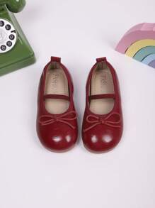 Girls' Flat Shoes, New Autumn Kids Leather Shoes With Bow, Fashion Casual Versatile Student Shoes, Princess Shoes For Outdoor, Performance, Children Flat Shoes