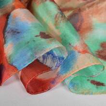 100% Mulberry Silk Scarf For Women Lightweight Long Scarves Beach Wraps Cover Up -Travel Photography Scarfhalloween - .色彩繽紛的花卉粉紅色背景 - 查看 8