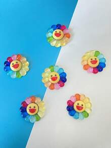 10pcs Resin Charms Sunflower Smlie Face Pendant For Diy Jewelry And Arts Or Crafts Making, Jewelry Making Supplies, Keychain Accessories And Bag Charms, Charms For Bracelet Or Earrings, Halloween Charms