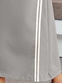 Falda  larga para mujer de color liso con resorte cómodo y cordones laterales para uso casual de moda - Gris - Ver 4