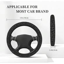 Black Leopard Print Cheetah Elastic Steering Wheel Cover, Non-Slip Breathable Neoprene Steering Wheel Covers, Women Leopard Car Accessories, Universal 15 Inch Fit Auto, Suvs, Truck - mặc định - Xem 4
