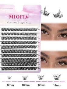 120pcs D-Curl Flared False Eyelashes, 8mm-14mm Mixed Natural Length, Single-Row Thick Cluster, DIY Lash Extension, Home Use Individual Lashes, Lash Clusters, Individual Lashes, False Eyelashes - 黑色 - 查看 3