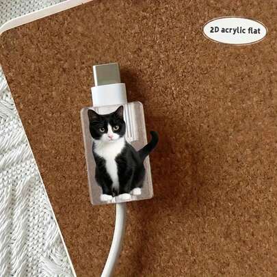 2 件可爱黑猫通用充电线保护器 - 兼容 /Type-C 数据线，时尚礼品之选，小工具保护，便携式配件，贴合设计，手机装饰，科技爱好者必备