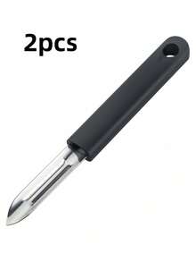 1/2 piezas Pelador de cocina, Pelador, Pelador, Cuchillo de cocina, Cuchillo de cocina, Cuchillo para verduras de acero inoxidable y plástico, color plateado y negro, 17.5 cm x 1.5 cm