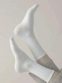 6 أزواج من مجموعة جوارب ذات لون أحادي متنوعة، جوارب رياضية عصرية متعددة الاستخدامات للنساء، مناسبة للخريف/الشتاء، ناعمة وراحة