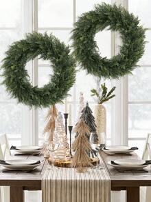 1/2pcs Artificial Cedar Wreath, Aglaia Odorata Wreath, Boxwood Wreath, 41cm/16.14 Inches, Artificial Plant, Artificial Flower, Artificial Plant, Green, PE Material, School Dormitory Office Decoration, Outdoor Gathering Event Festival Birthday Party Decoration, Home Entrance Hotel Restaurant Living Room Bedroom Wedding Banquet Kitchen Garden Decoration, Christmas Decoration Home Decor Christmas Decorations Room Decor - Green - View 7