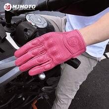 MJMOTO Găng tay lái xe máy nữ màu hồng cổ điển bằng da dê, găng tay đua mô tô địa hình, găng tay bảo hộ cứng cáp cho xe máy, cỡ XS-M. - A - Xem 8