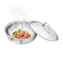 Stainless Steel Pot With Lid 26cm - 304 Grade, Frying Pan, Suitable For Use With Induction Stoves, Gas Stoves, Halogen Stoves, Glass Stoves, And Ceramic Stoves, Used In Kitchens In Hotels, Restaurants, Homes, Etc, Composite Steel, Silver - 銀色 - 查看 9