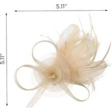 Fascinators Hats Women,Tea Party Fascinator Hair Clip With Feathers Wedding,Derby Hats Headbands - 款式3-香檳金 - 查看 5