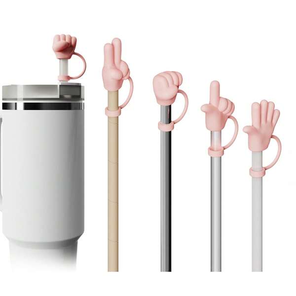 2024 Newest Silicone Gesture Spill Stopper For 8-12 Mm Straw Cups, Water Cup Accessories,Reusable Straw Lid,Mug Accessory For Metal/Glass /Plastic Straws