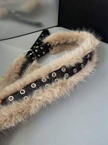 1pc 2025 Winter New Y2K Retro Faux Fur Waist Belt, Personalized Furry Waist Chain, Suitable For Halloween Costumes & Daily Outfits (Handmade, Slight Fluffiness Is Normal) - Multicolor - View 9