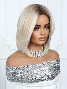 12英寸渐变金色卷发短款波浪假发，优雅女士假发，耐热合成假发，适合角色扮演、节日和日常时尚造型，是万圣节和圣诞节的理想礼物。 - 漸變金色 - 查看 9