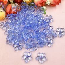 50/100Pcs 14mm Multicolor Spacer Loose Beads With Hole Flower Shape Handmade Material - Màu xanh lam - Xem 3