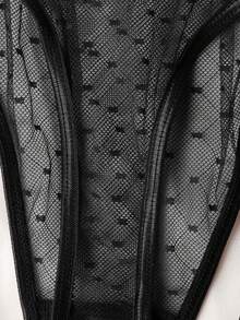 Women's Sexy Embroidered Teddy Lingerie Set - Black - View 5