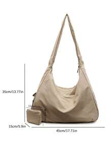 Geantă crossbody simplă, de înaltă calitate, cu capacitate mare, culoare solidă versatilă, cu portofel mic pentru monede de aceeași culoare, geantă unică casual și foarte atractivă pentru femei, potrivită pentru naveta la serviciu și cumpărături.