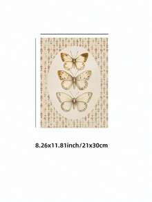 1pc Frameless Vintage Butterfly Print Cottagecore Wall Art With Antique Moth, Neutral Melancholy Insect Poster, Dark Academia Decor, Botanical Drawing For Bedroom, Frameless Ethereal Garden Canvas