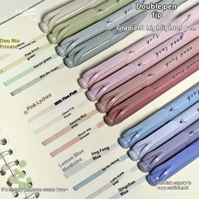 The 4/8/12 Pcs Double-Headed Highlighter Set Does Not Bleed Ink And Has No Burrs. It Is An Ideal Easter Gift For Diaries, Class Notes, Highlighting Key Points, School And Office Supplies