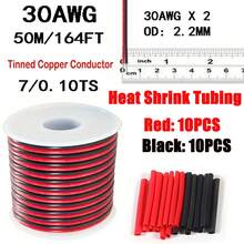 1pc 16-30 AWG 2-Color Red & Black Flexible Tinned Copper Wire For LED Strip Lights - 18-30 AWG, 110V/220V, Hard-Wired, No Battery Needed, Metal Conductor, LED Lighting | Flexible Wiring | Tinned Copper Wire, LED Accessories