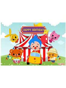Plim Cartoon Pig Circus Birthday Party Backdrop Decoration Banner Fiesta Theme Baby Shower Photography Background Prop Decor - 白色 - 查看 1