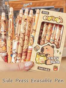 1pc/3pcs/6pcs Cute Cartoon Capybara Erasable Gel Pens, Random Pattern, Office/School Writing Gift Box Pens, Student Stationery Small Prize, Smooth Writing Quick-Drying, Daily Calligraphy Pen Tip, Learning Supplies, Birthday, Holiday, Party Gift, Capybara, Cute Stationery, Back To School - Multicolor - View 10
