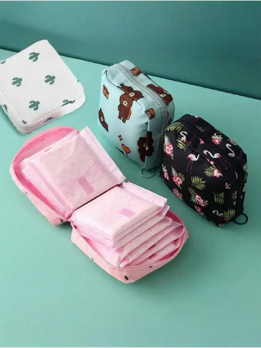 6件装便携式卫生巾收纳袋，拉链式卫生巾整理袋，实用多功能旅行收纳袋，卫生巾收纳包，便携式卫生巾收纳袋