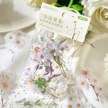 [40 fogli/confezione di adesivi per fiori viola impermeabili] 40 fogli di decorazioni floreali in PET impermeabili, confezione singola da 40 pezzi, adatti per etichette di scrapbooking, diari, cancelleria, album fotografici, confezioni di materiali