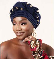 Women African Turban Pre-Tied Twisted Beanie Cap Headwear Soft Stretchy Turbans - 黑色 - 查看 11