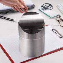 1pc Stainless Steel Desktop Flip-Lid Mini Trash Can, For Car/Office/Bathroom, Suitable For Waste Recycling And Trash Storage - Multicolor - View 7