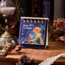 1pc 2026 Mini Calendar, Portable Prince Character Desk Calendar, 2025.8 - 2026.12 Small Calendar