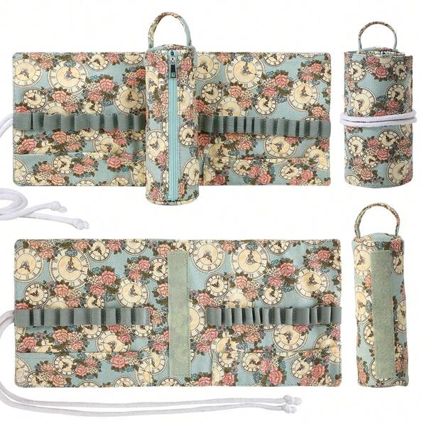 Nouveau sac organisateur de crochet en canevas, rangement de fournitures de couture, support portable de voyage pour aiguilles à tricoter DIY, convient aux passionnés de couture et aux débutants