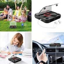 1 Piece Portable Rechargeable Bluetooth CD Player Hi-Fi Stereo Sound Transparent Cover Retro Modern Design Supports CD CD-R CD MP3 Durable Metal Plastic Audio Player For Home Car Travel Daily Use - Black - View 8