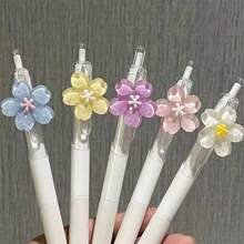 5支装透明花卉多色圆珠笔，可爱鲜艳的花朵图案，速干，书写流畅，适合办公室、学校、礼物、生日、节日 - 彩色 - 查看 13
