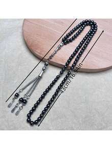 1pc 99 Beads 6mm Black Agate Muslim Prayer Beads - Black - View 3
