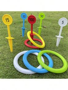 1 Set Of Outdoor Numbered Ring Throwing Games For Teenagers, Beach Sports Toys, Grass Game Equipment, Interactive Fun Games For Parents And Teenagers, Birthday Party Gifts - Durable PP Material, Red, Green, Blue, Yellow, White Beach Accessories - Random - View 2