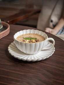 1set Petal Flower-Shaped Coffee Cup And Saucer Set, Kiln - Changed Ceramic Process, Underglaze Color Decoration, Afternoon Tea Cup And Saucer, For Home Use, Coffee Latte Art, Artistic Drinks, High - Appearance Value, For Entertaining Guests, Elegant And Romantic - Multicolor - View 7