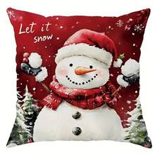 4pcs Christmas Pillow Covers, Cute Santa Claus & Snowman Design, Gift Box & Christmas Tree Pattern, Minimalist & Adorable Peach Velvet Single-Sided Printed Cushion Covers With Zipper Closure, No Pillow Insert Included, Suitable For Christmas & Winter Holiday Decor On Sofa, Bed, Chair, Bedroom, Living Room, Patio