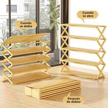 Zapateras Almacenamiento Zapatos Bamboo En Plano 6 Niveles Color Color Madera - Caqui - Ver 8