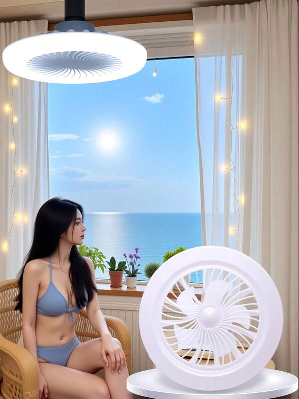 Ventilator de tavan LED de 10,23 inci cu 5 palete, telecomandă, temperatură de culoare reglabilă, luminozitate, viteză ventilator, funcție temporizator, potrivit pentru dormitor, living, birou, magazin și alte spații